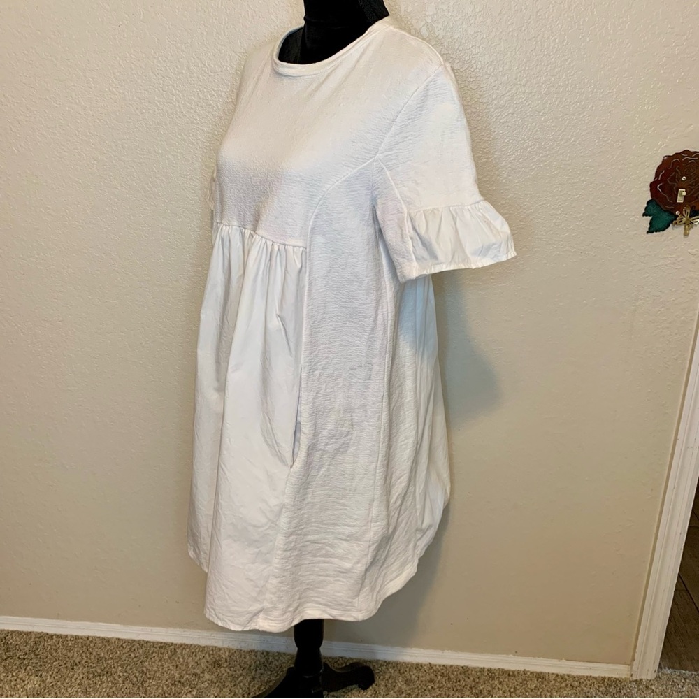 English Factory Puff Sleeve Babydoll Dress White Size Medium - Picture 6 of 15
